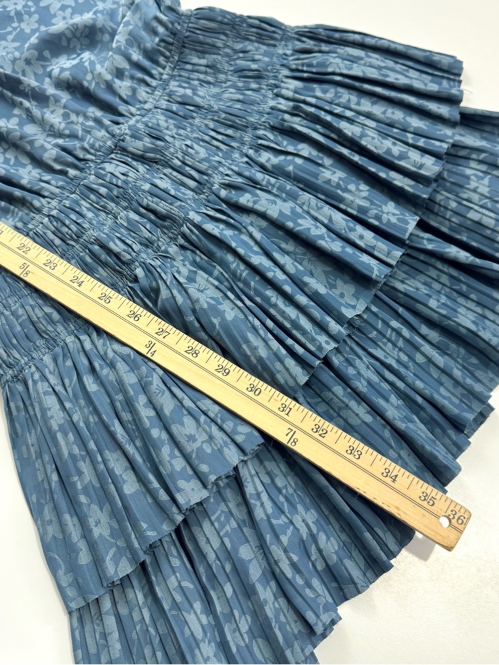 Current Air Sleeveless Pleated Smocked Tiered Dress Blue Floral XS Cottagecore - Picture 10 of 11